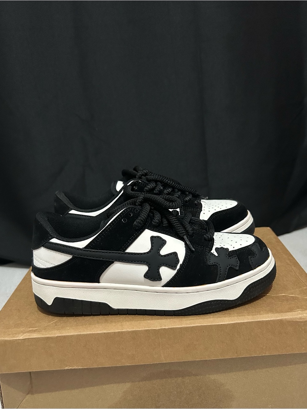 Supermade Black & White Cross Platform Low top Sneakers